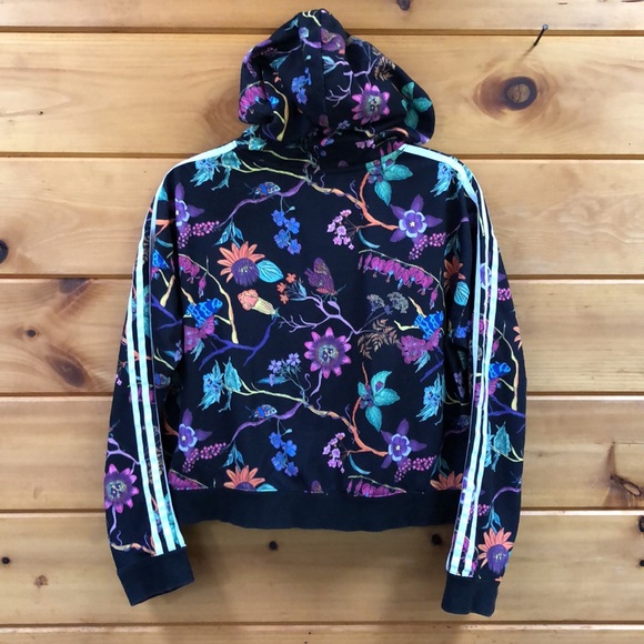 Adidas Poisonous Garden Flower Cropped Hoodie Sweatshirt Gym Workout Outfit M - Picture 9 of 12